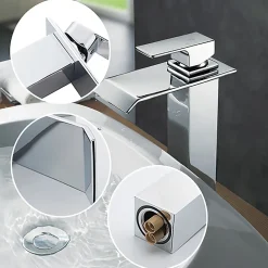 Robinet Lavabo Et Vasque|Homelody Robinet Salle de Bain Cascade Mitigeur de Lavabo Haut Robinetterie pour Vasque Chromé Design Moderne