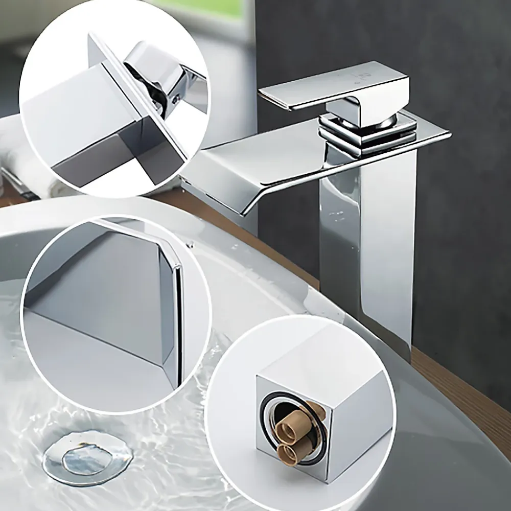 Robinet Lavabo Et Vasque|Homelody Robinet Salle de Bain Cascade Mitigeur de Lavabo Haut Robinetterie pour Vasque Chromé Design Moderne