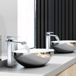 Robinet Lavabo Et Vasque|Homelody Robinet Salle de Bain Cascade Mitigeur de Lavabo Haut Robinetterie pour Vasque Chromé Design Moderne