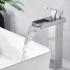 Robinet Lavabo Et Vasque|Homelody Robinet Salle de Bain Cascade Haut Mitigeur pour Vasque Chromé Robinet Design Moderne Corps en Acier Inox