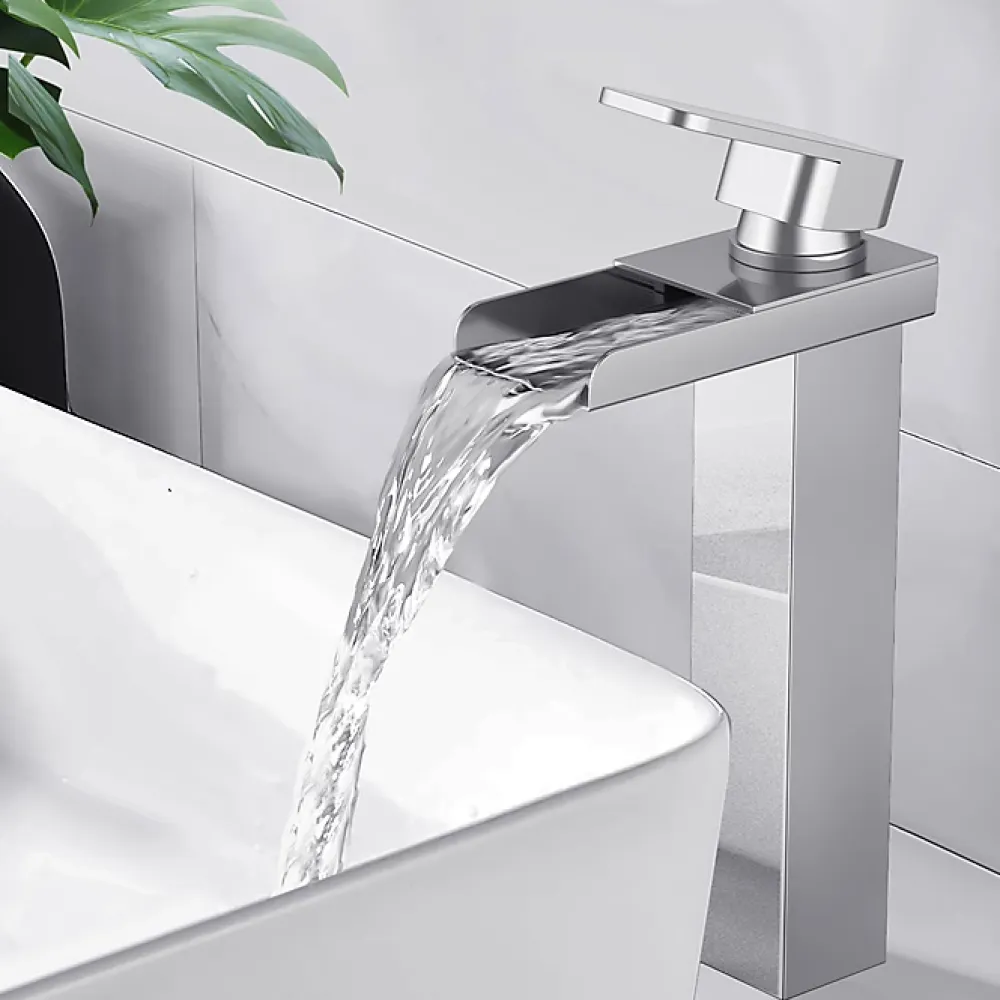 Robinet Lavabo Et Vasque|Homelody Robinet Salle de Bain Cascade Haut Mitigeur pour Vasque Chromé Robinet Design Moderne Corps en Acier Inox