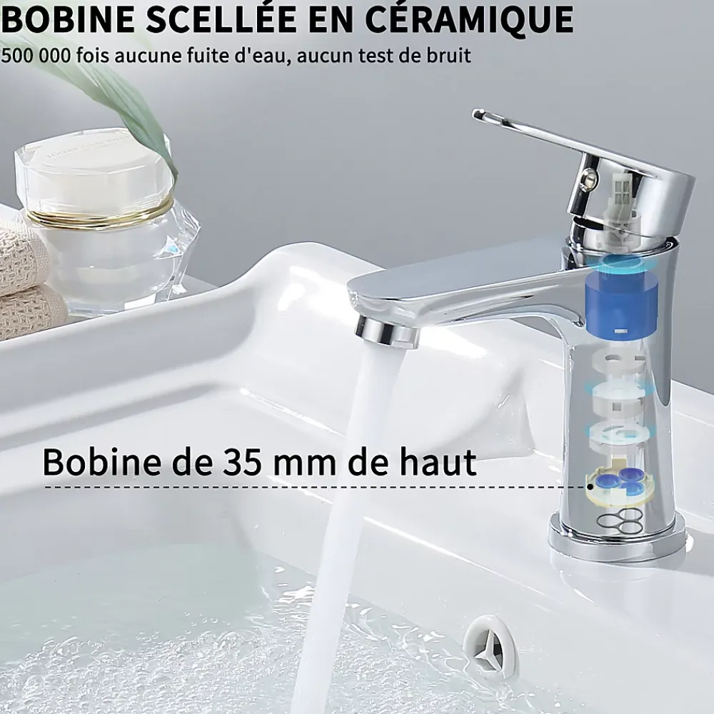 Robinet Lavabo Et Vasque|Homelody Robinet Salle de Bain Chromé Mitigeur de Lavabo à Deux Voies pour Salle de Bain Robinet Lavabo en Acier Inox
