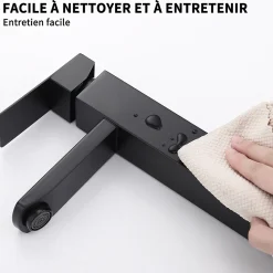 Homelody Robinet Salle de Bain Haut Mitigeur Salle Bain pour Vasque Robinet de Lavabo avec Poignée Carré Design Moderne Noir