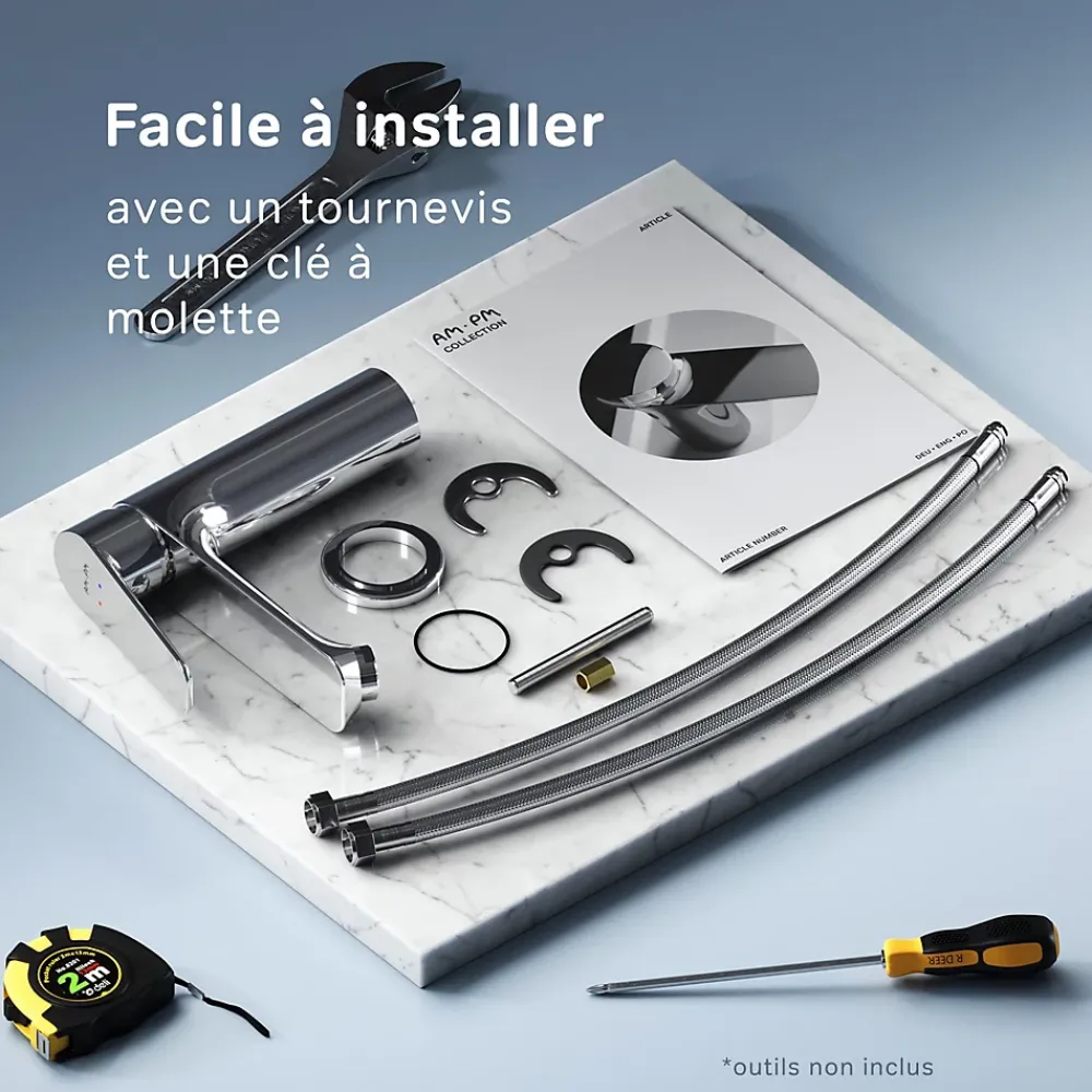 Robinet Lavabo Et Vasque|Am.Pm Europe Robinet Salle de Bain Mitigeur de lavabo, Chromé, Hit taille M, FTA02200 AM.PM