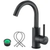 Robinet Lavabo Et Vasque|Auralum Max Robinet Salle de Bain Mitigeur lavabo, Noir , Robinet lavabo en Laiton , Froide/Chaude