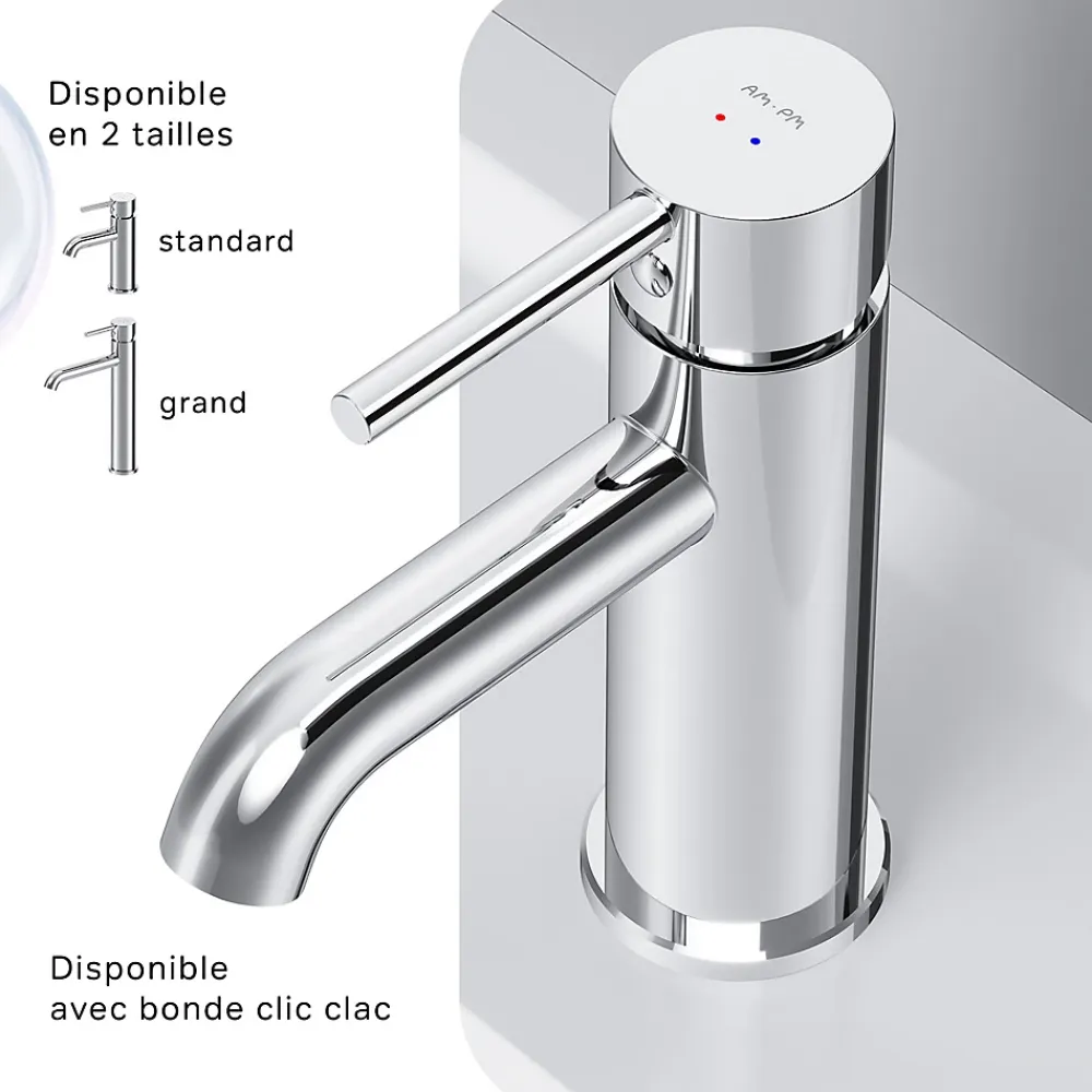 Am.Pm Europe Robinet Salle de Bain Mitigeur de lavabo, Chromé, taille M, FPA02100 AM.PM