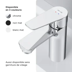 Robinet Lavabo Et Vasque|Am.Pm Europe Robinet Salle de Bain Mitigeur de lavabo avec bonde clic clac, Chromé, taille S, FTA82200 AM.PM
