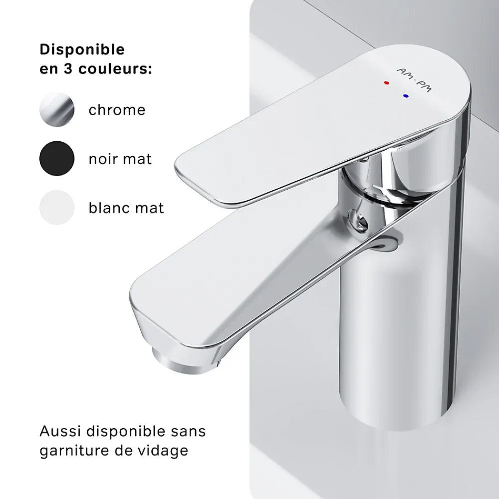 Robinet Lavabo Et Vasque|Am.Pm Europe Robinet Salle de Bain Mitigeur de lavabo avec bonde clic clac, Chromé, taille S, FTA82200 AM.PM