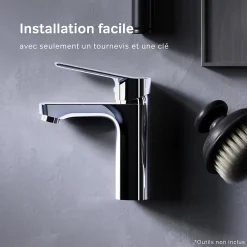 Robinet Lavabo Et Vasque|Am.Pm Europe Robinet Salle de Bain Mitigeur de lavabo avec bonde clic clac, Chromé, taille S, FTA82200 AM.PM