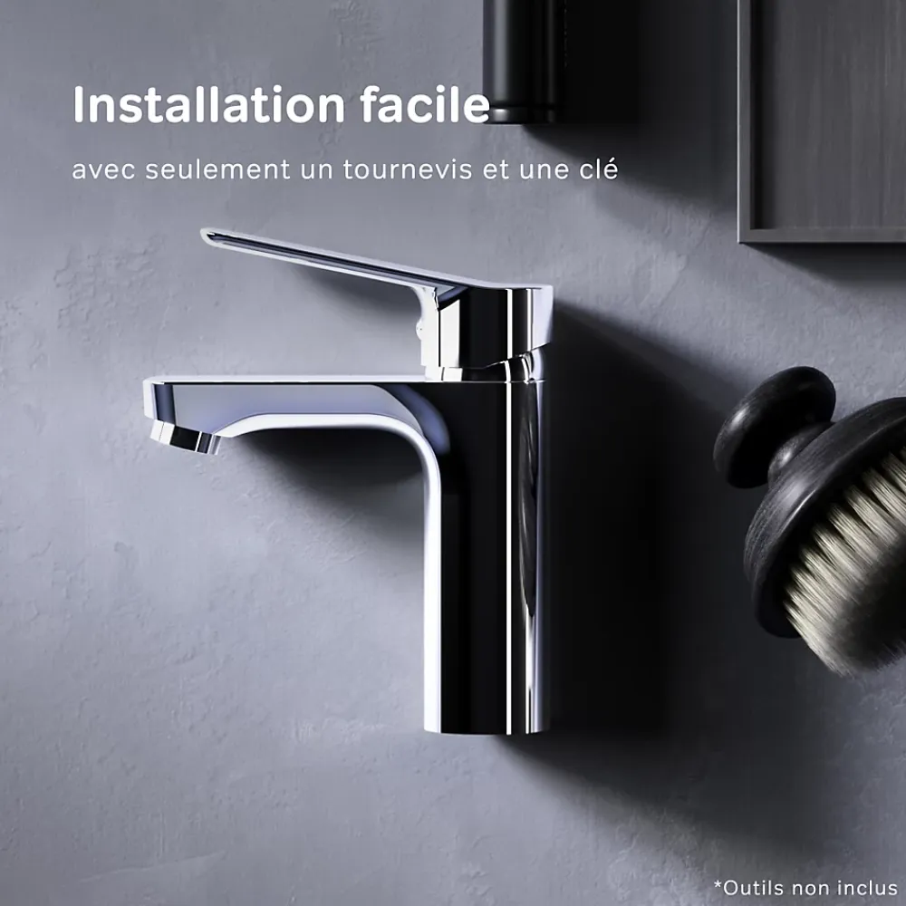 Robinet Lavabo Et Vasque|Am.Pm Europe Robinet Salle de Bain Mitigeur de lavabo avec bonde clic clac, Chromé, taille S, FTA82200 AM.PM