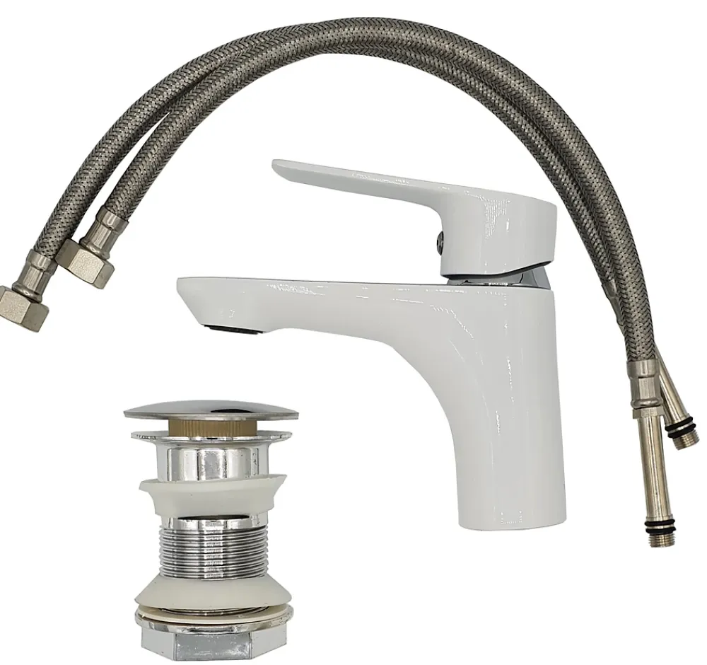 Invena Robinet Salle De Bain Mitigeur Lavabo Blanc Monocommande Dokos