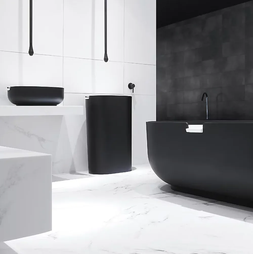 Robinet Lave-Mains|Bernstein Robinetterie pour installation au plafond DROP 135 - longueur 135cm - finition Noir mat
