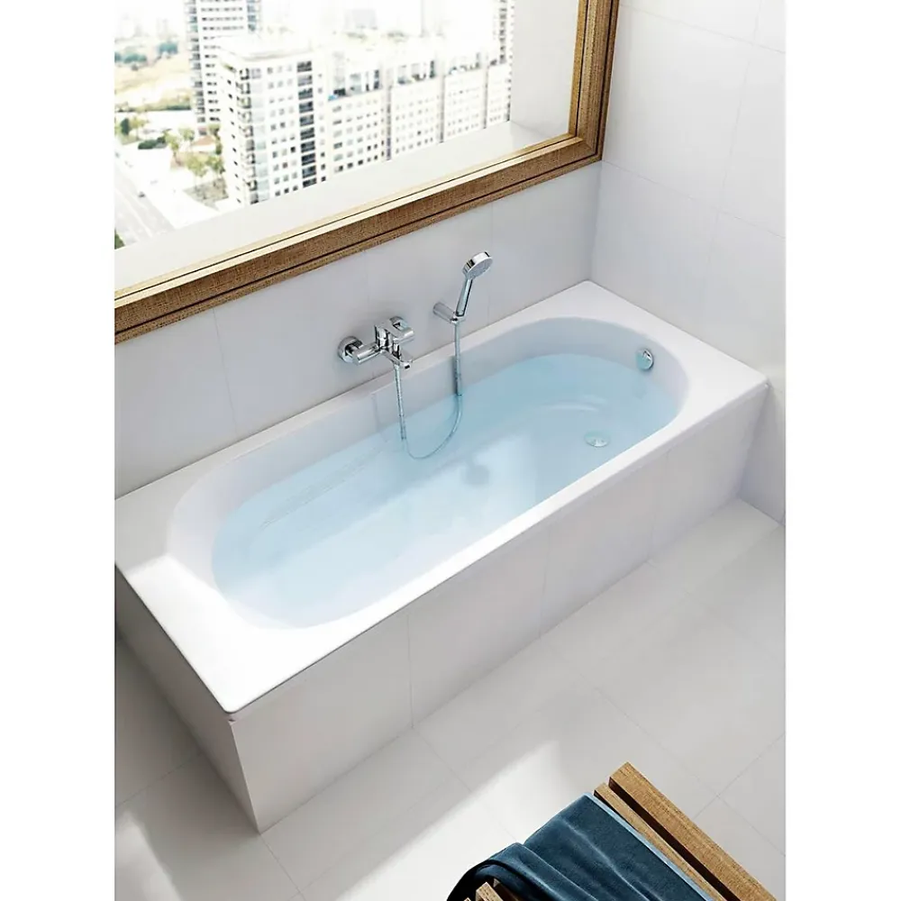 Roca Baignoire rectangulaire Neo Genova avec dossier, accoudoirs, poignées sculptées - Blanc 180x80cm