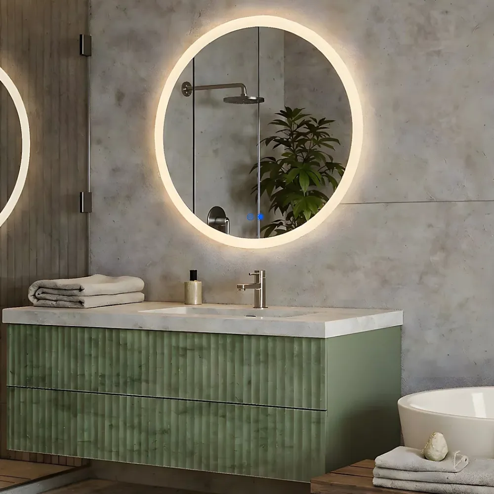 Miroir Lumineux|Artforma Rond Miroir Salle de Bain 80cm, Miroir led avec Tactile, Systeme Couleur DUAL LED et Fonction Anti-buée
