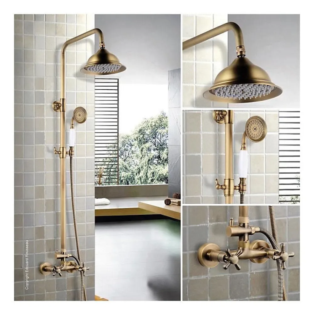 Colonne De Douche Mécanique|Rousseau Colonne de douche avec robinet melangeur Retro - Vieux-bronze