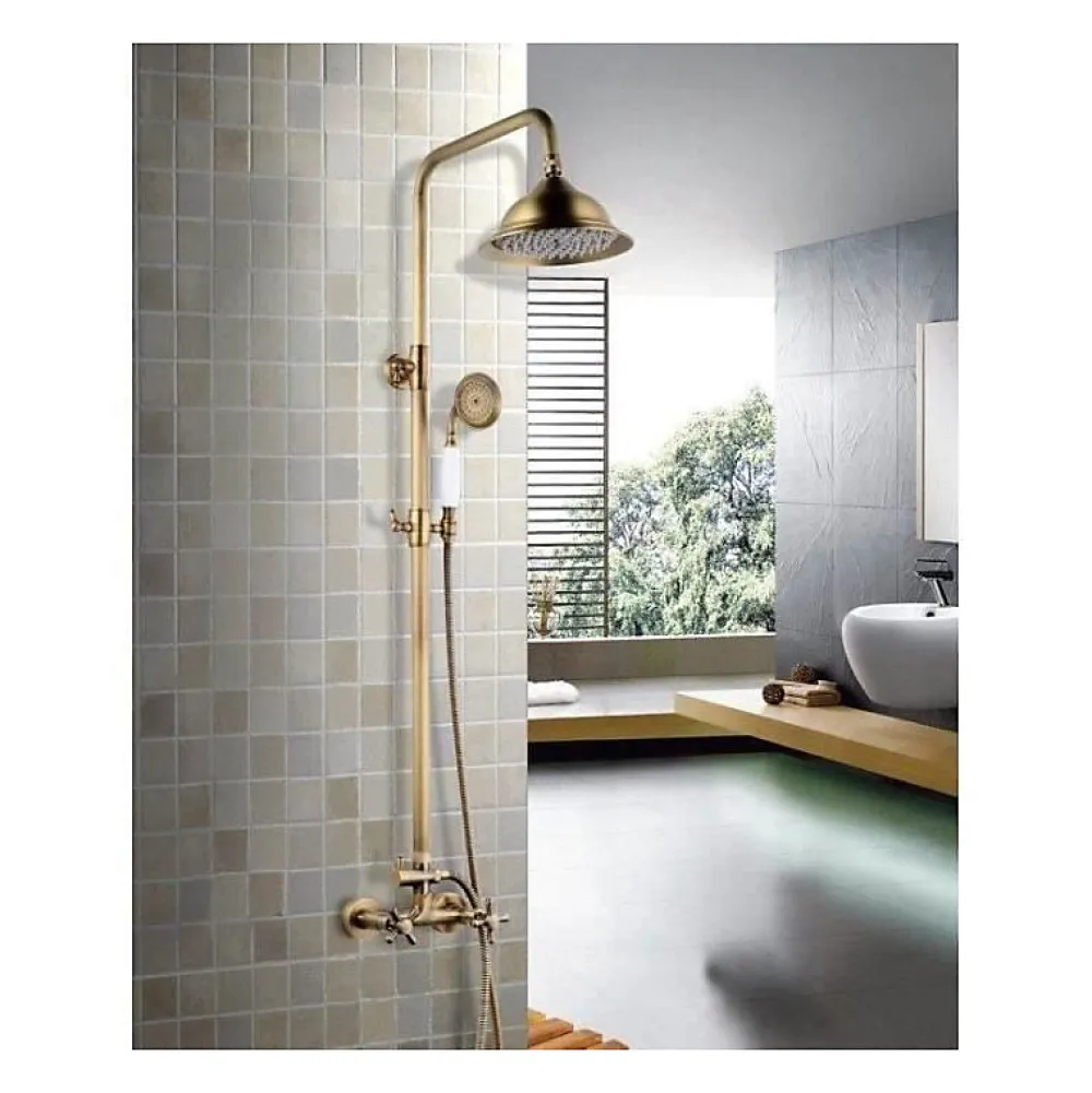 Colonne De Douche Mécanique|Rousseau Colonne de douche avec robinet melangeur Retro - Vieux-bronze