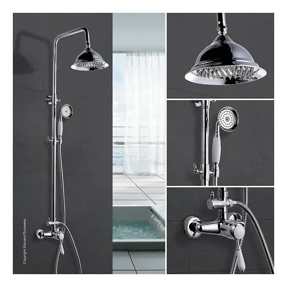 Rousseau Colonne de douche avec robinet mitigeur mecanique Retro - Chrome