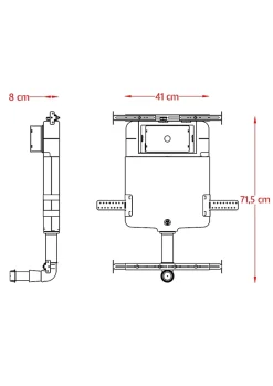 Laneri Réservoir caché compléte pour cuvette au sol avec plaque de commande en acier inoxydable double bouton