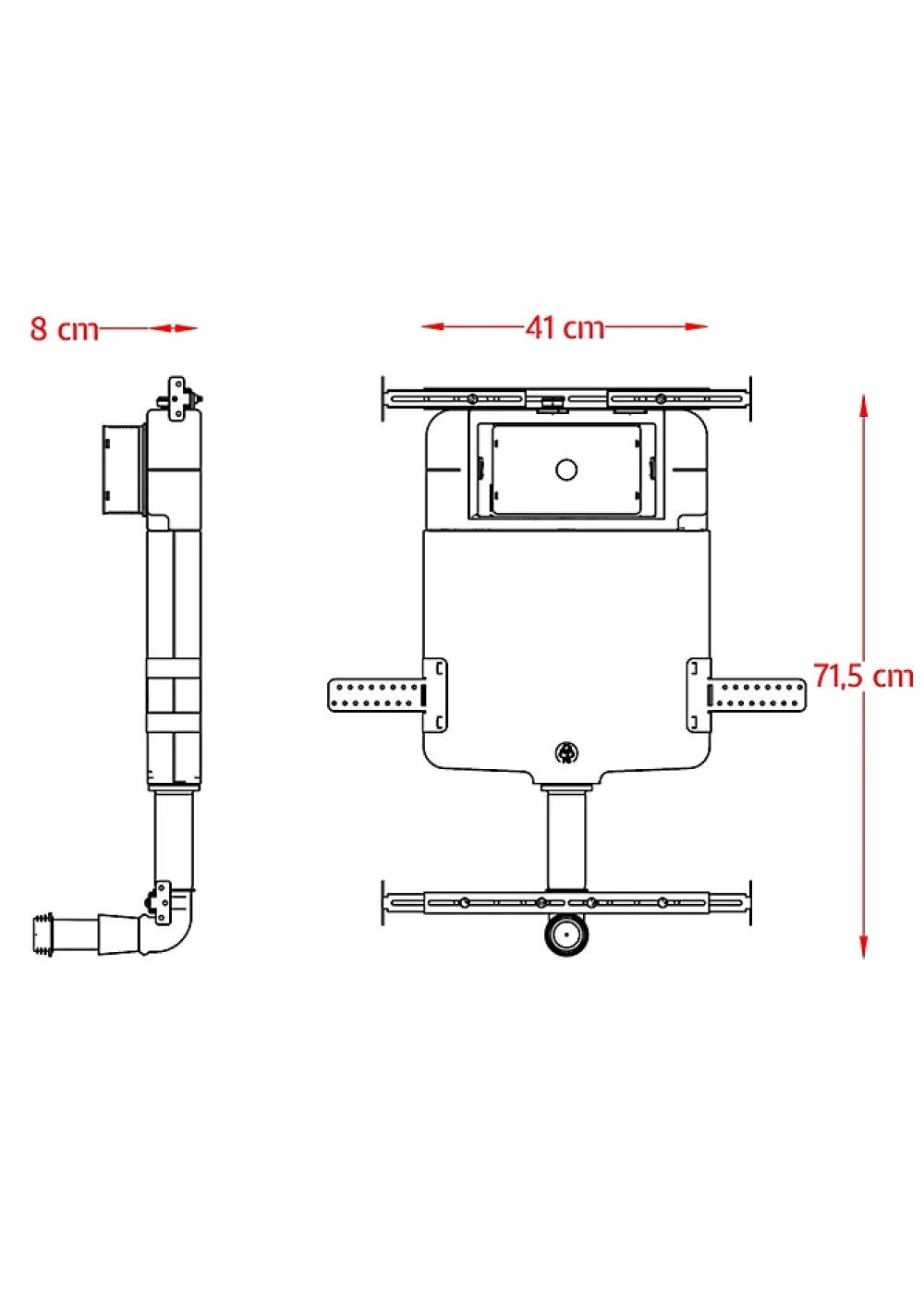 Laneri Réservoir caché compléte pour cuvette au sol avec plaque de commande en acier inoxydable double bouton