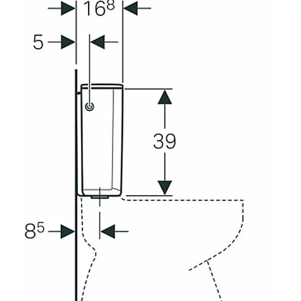 Wc Suspendu|Geberit Réservoir double touche NF alimentation latérale blanc - - 128.317.11.5