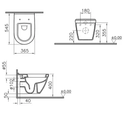 Vitra S50 Cuvette avec bride + Abattant avec frein de chute Duroplast
