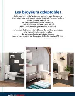 Wc Chimique Et Broyeur|Watermatic Sanibroyeur pour WC à relevage intégrée 3 entrées W16P pour évacuation de 1 WC suspendu+1 bidet+1 douche+1 lavabo
