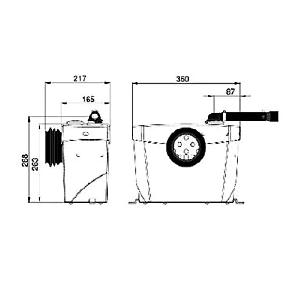 Wc Chimique Et Broyeur|SFA Sanibroyeur WC puissance 400 W sortie horizontale l.360 x P.165 x H.263 mm