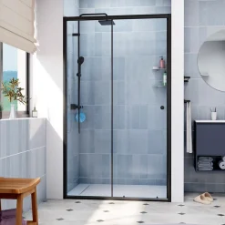 Swiss Aqua Technologies SAT PROJECT Porte de douche 120x185cm coulissante avec profilé noir mat (SATPROMUD120CT)