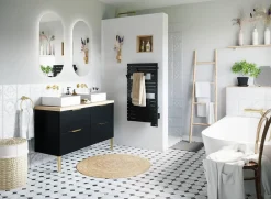 Sauter Sèche serviette électrique Asama II noir + soufflerie 1500W