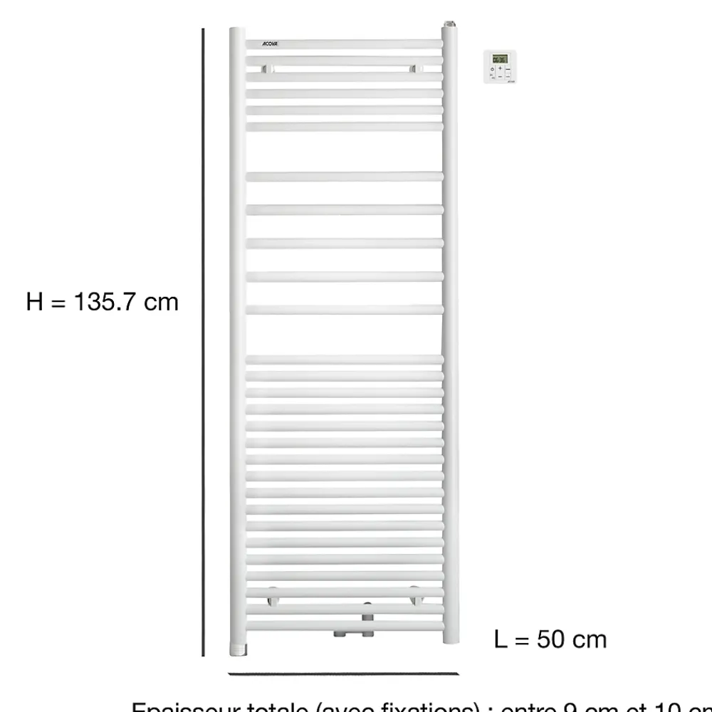 Acova Sèche serviette mixte électrique 300W / eau chaude 615W Angora