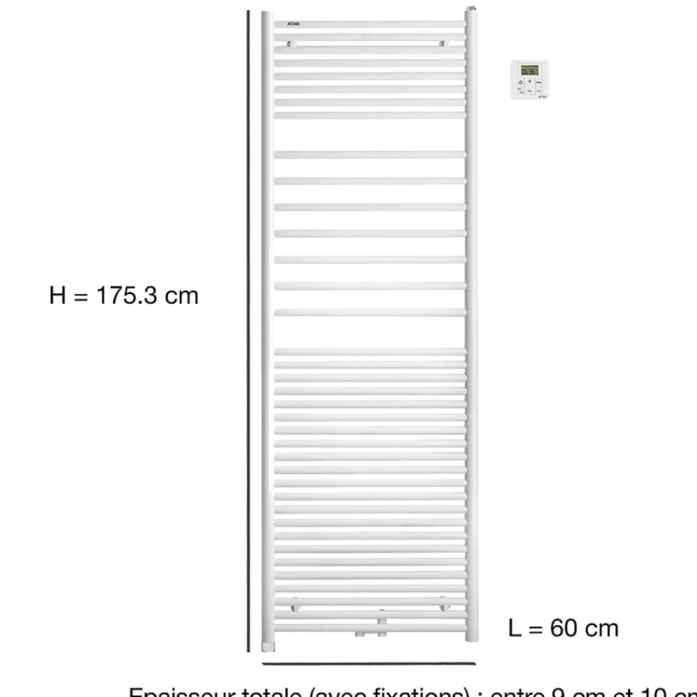 Acova Sèche serviette mixte électrique 300W / eau chaude 946W Angora