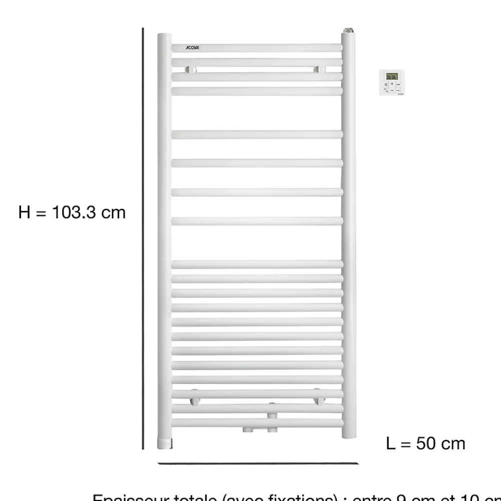 Sèche-Serviettes Mixte|Acova Sèche serviette mixte électrique 300W / eau chaude 460W Angora