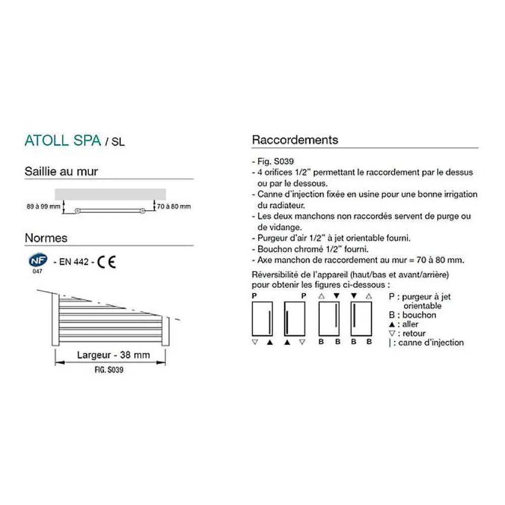 Sèche-Serviettes Électrique|Acova Sèche serviettes - Atoll Spa 966W - SL-170-060