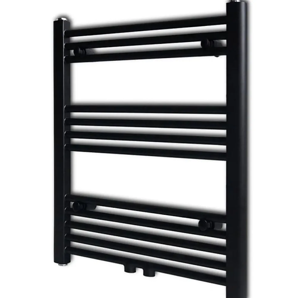 Vidaxl Sèche serviettes eau chaude à rails droits noir 600x764 mm