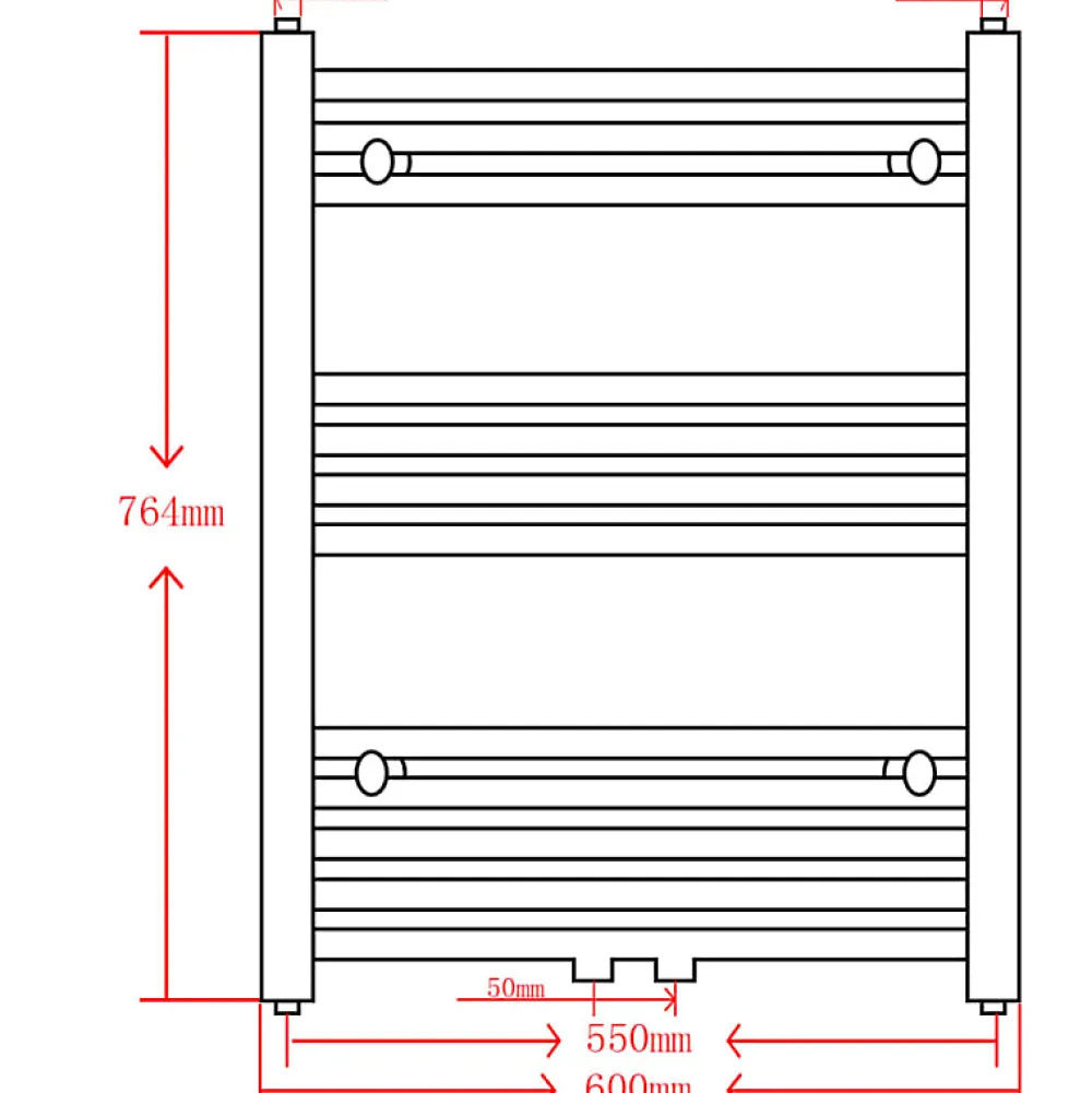 Vidaxl Sèche serviettes eau chaude à rails droits noir 600x764 mm