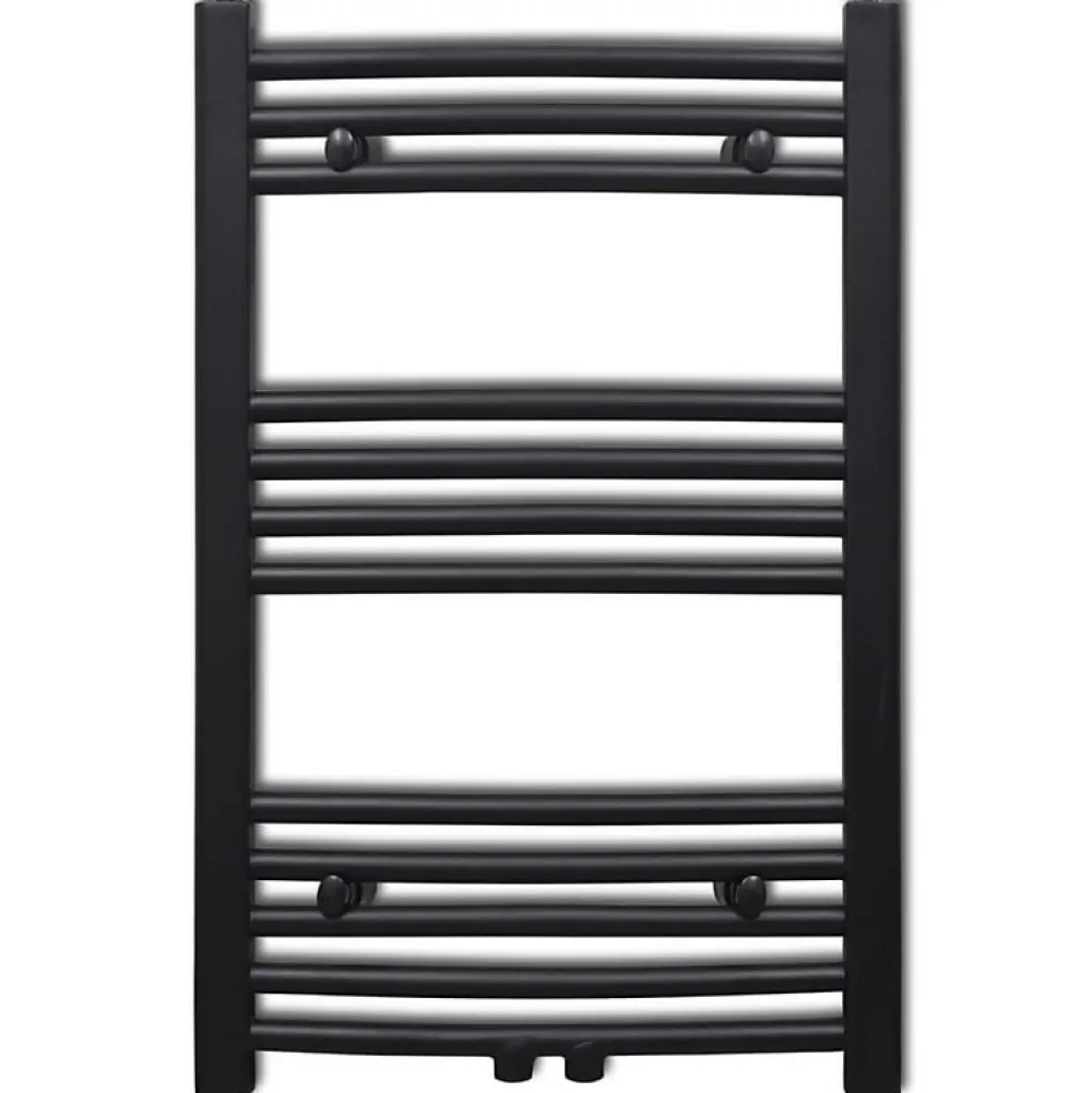 Sèche-Serviettes Eau Chaude|Vidaxl Sèche serviettes eau chaude à rails incurvés noir 500 x 764 mm
