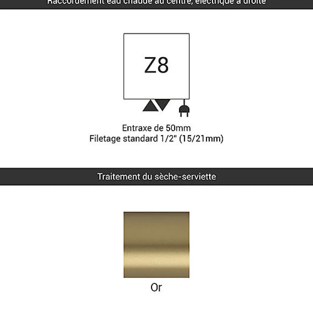 Sèche-Serviettes Mixte|Matisere Sèche-serviette doré - (HxL) 1140x500 mm - 600 Watts - 591 Watt - ALE1140-500Z8BRA