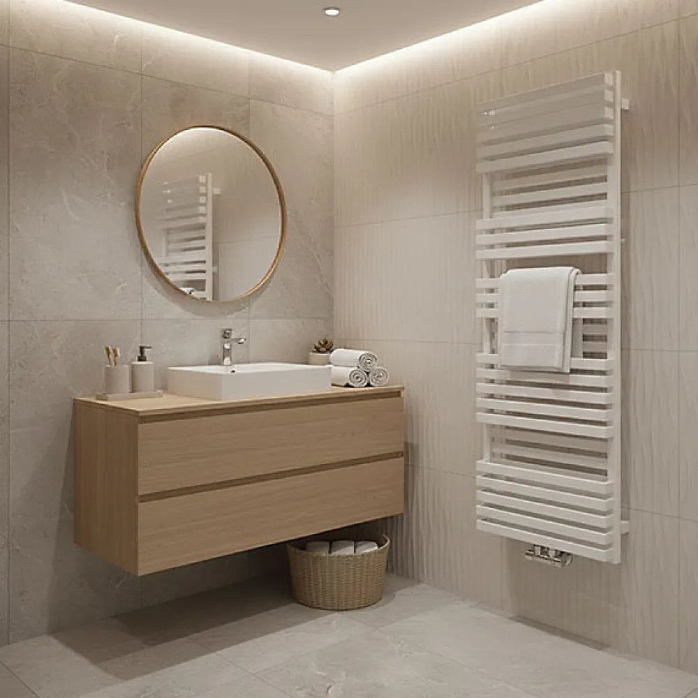 Sèche-Serviettes Eau Chaude|Matisere Sèche-serviette eau chaude blanc de 870mm de haut et 600mm de large - 733 Watt - QUA870/600BZXB