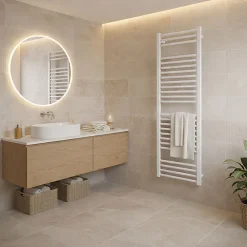 Matisere Sèche-serviette eau chaude blanc de 760mm de haut et 500mm de large - 320 Watt - BON760/500SXB