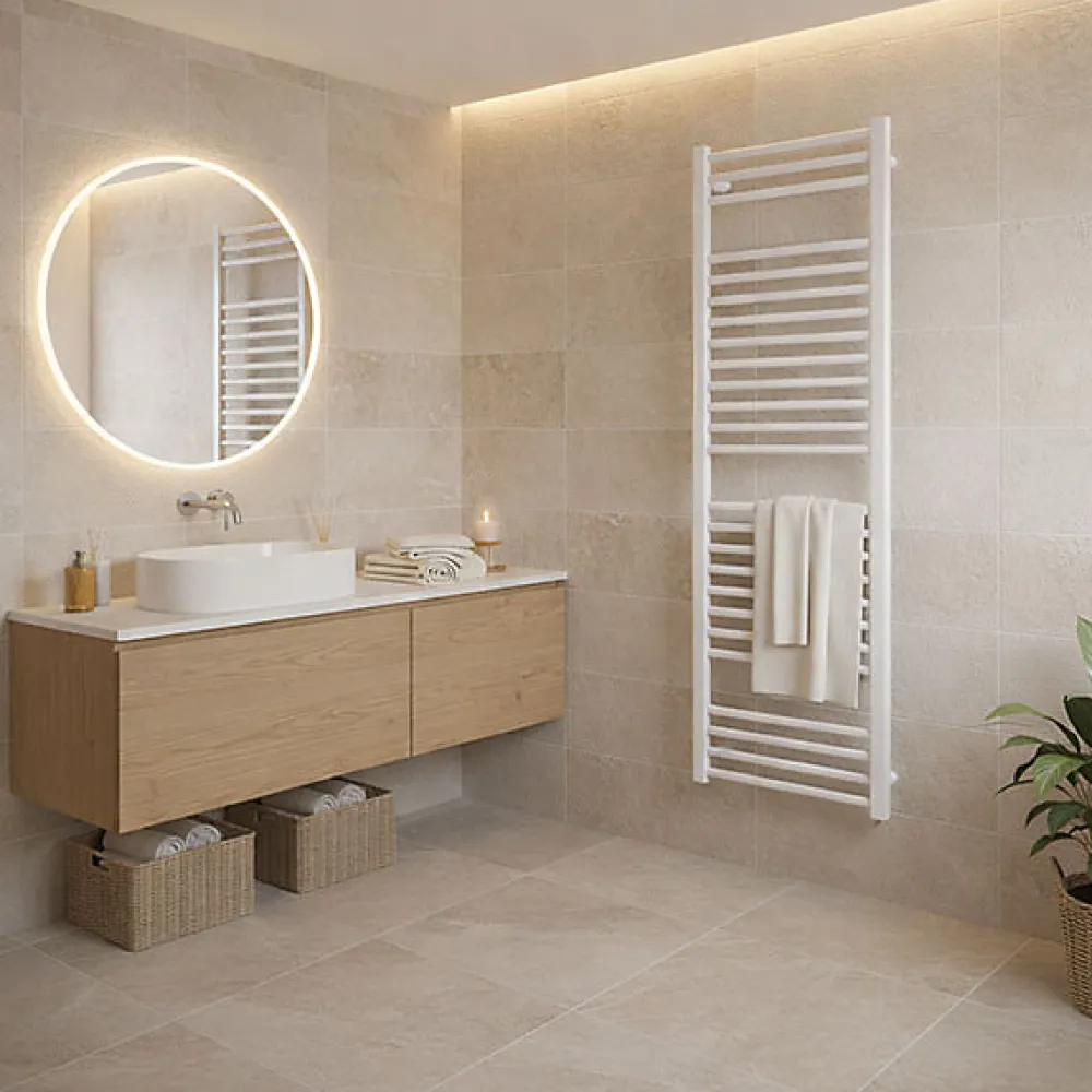 Matisere Sèche-serviette eau chaude blanc de 760mm de haut et 500mm de large - 320 Watt - BON760/500SXB