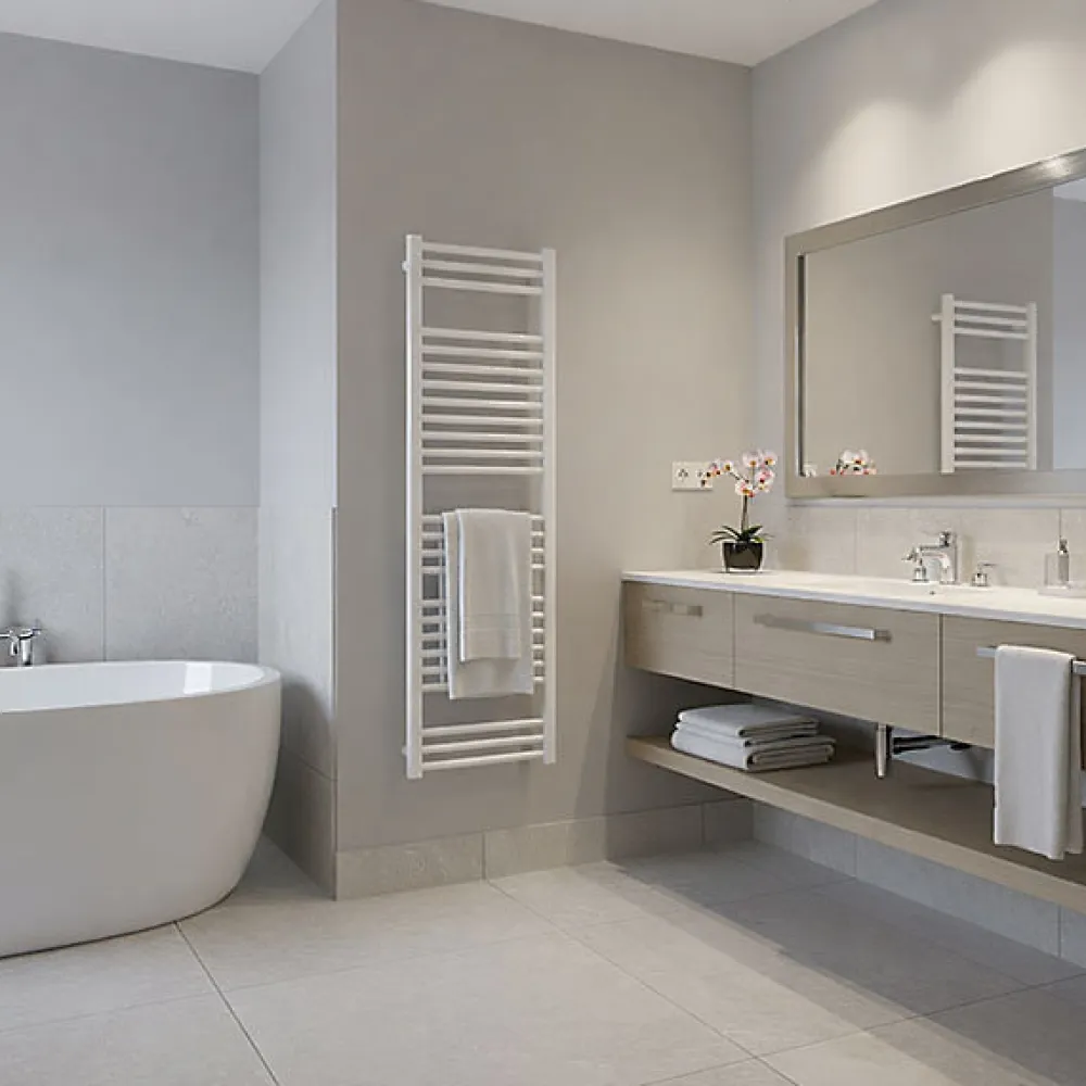 Matisere Sèche-serviette eau chaude blanc de 760mm de haut et 500mm de large - 320 Watt - BON760/500SXB