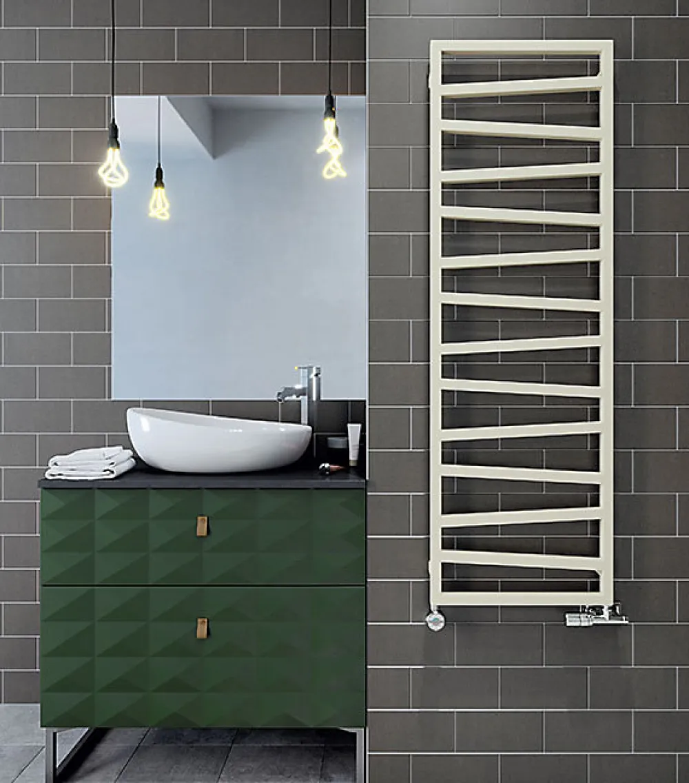 Sèche-Serviettes Eau Chaude|Matisere Sèche-serviette eau chaude beige de 1070mm de haut et 500mm de large - 418 Watt - ZIG1070/500ZX1015