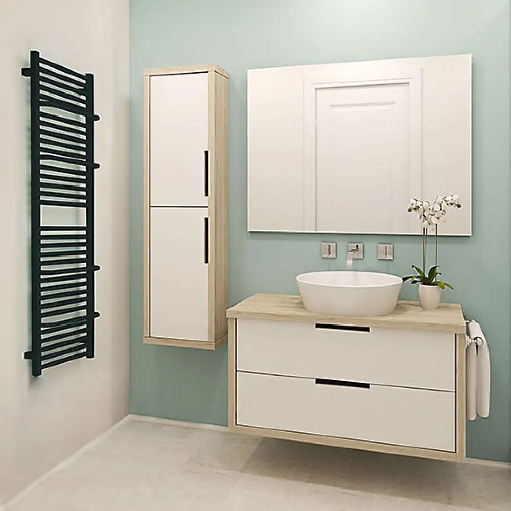 Matisere Sèche-serviette eau chaude noir de 1700mm de haut et 400mm de large - 703 Watt - LIM1700/400ZXN