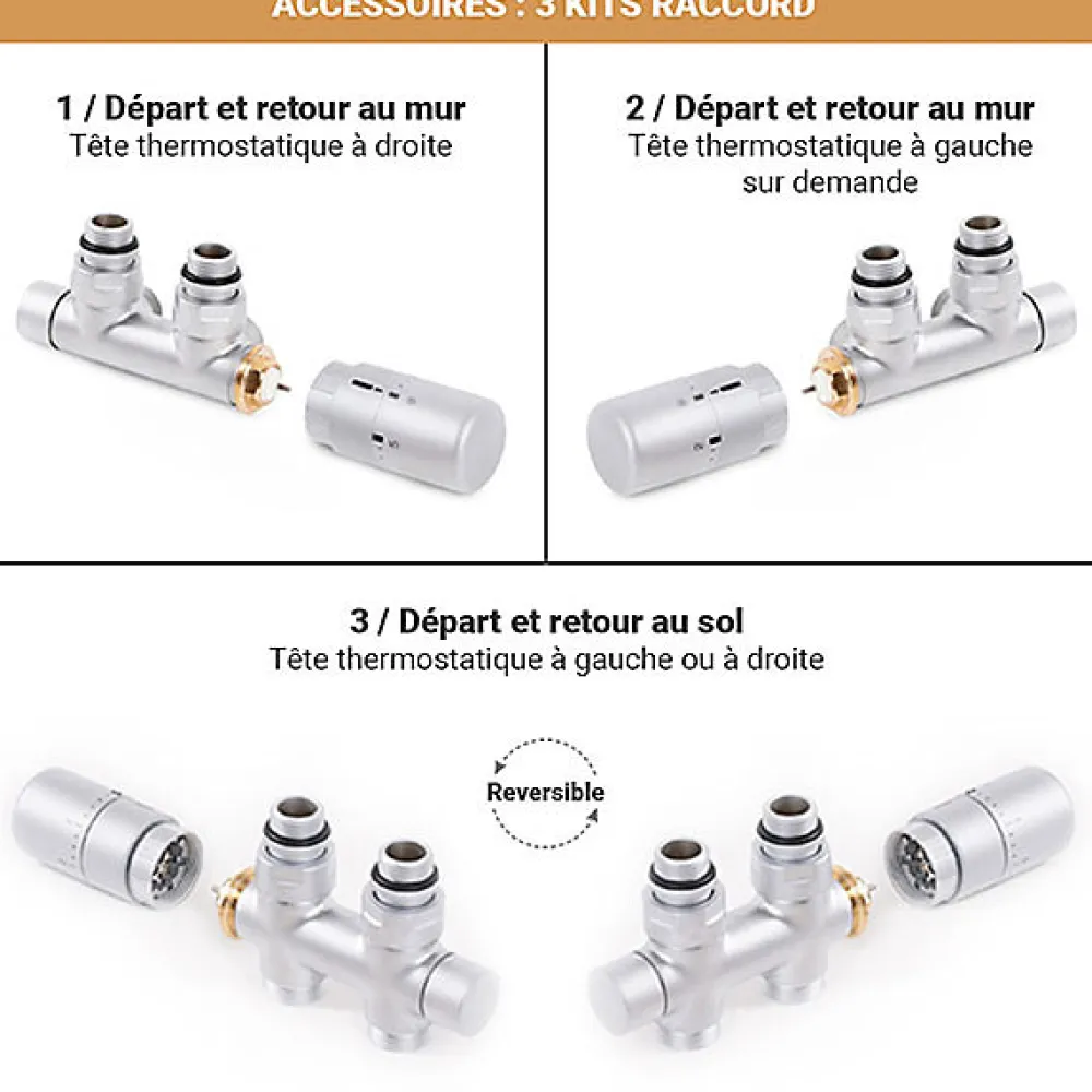 Sèche-Serviettes Eau Chaude|Matisere Sèche-serviette eau chaude bleu distant de 1140mm de haut et 300mm de large - 362 Watt - ALE1140/300ZX5023