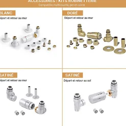 Sèche-Serviettes Eau Chaude|Matisere Sèche-serviette eau chaude blanc de 900mm de haut et 536mm de large. - 418 Watt - LEN900/536PSXB