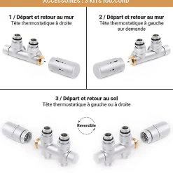Matisere Sèche-serviette eau chaude noir de 530mm de haut et 375mm de large - 294 Watt - NEM530/375YPN