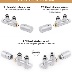 Sèche-Serviettes Eau Chaude|Matisere Sèche-serviette eau chaude noir de 502mm de haut et 1126mm de large - 317 Watt - HEX502/1126YLN