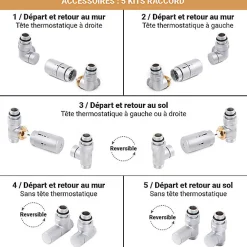 Matisere Sèche-serviette eau chaude gris de 660mm de haut 400mm de large - 241 Watt - FIO660/400SXRGR