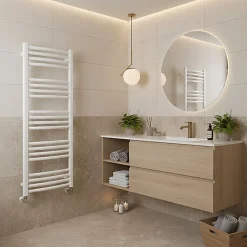 Matisere Sèche-serviette eau chaude blanc de 1140mm de haut et 586mm de large. - 566 Watt - LEN1140/586PSXB
