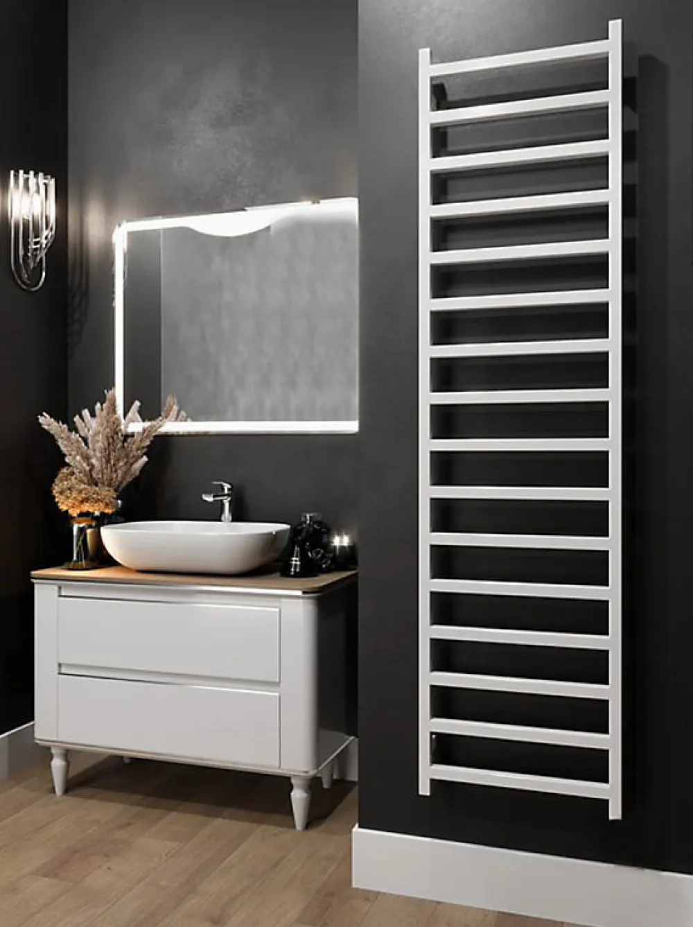 Sèche-Serviettes Eau Chaude|Matisere Sèche-serviette eau chaude blanc de 840mm de haut et 500mm de large - 306 Watt - SIM840/500SXB